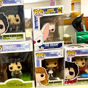 Edward Scissorhands and Brain Funko Pop
